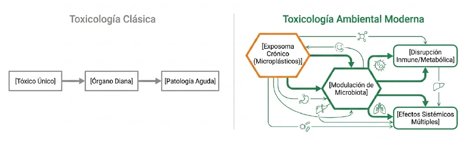 Toxicología ambiental moderna y microplásticos en microbiota intestinal
