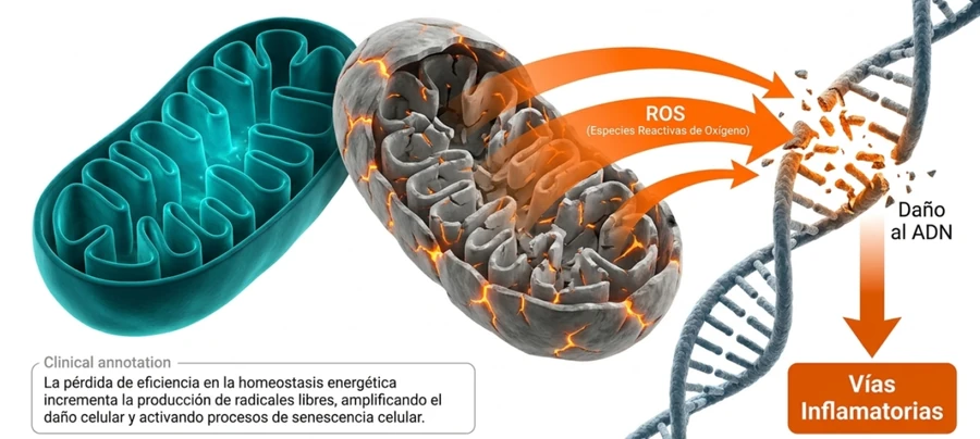 Bucle entre células senescentes, SASP e inflamación tisular