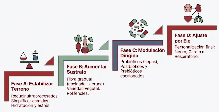 Fases de ajuste en nutrición clínica: de estabilizar el terreno a la personalización por eje.